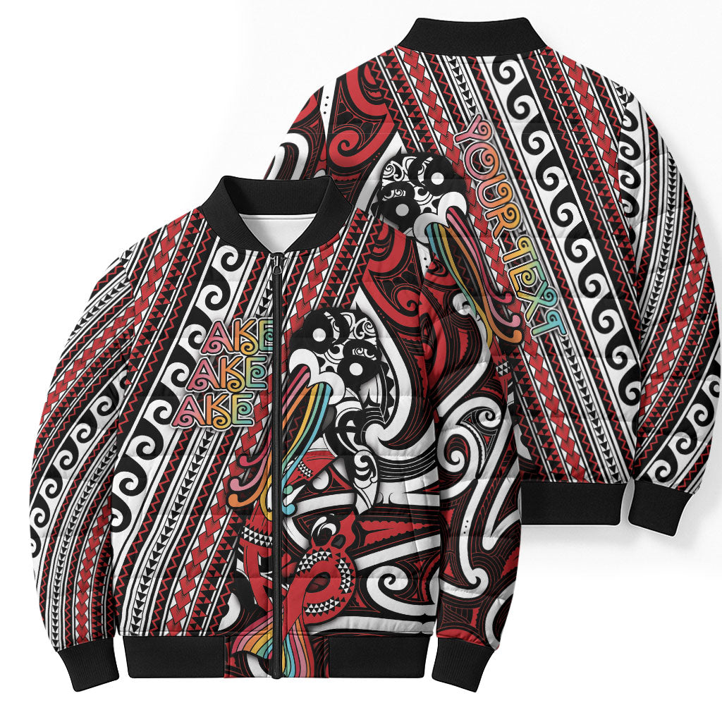 Personalised Maori Language Week Bomber Puffer Jacket Ake Ake Ake Tribal Patterns