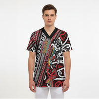 Personalised Maori Language Week Scrub Top Ake Ake Ake Tribal Patterns
