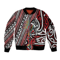 Personalised Maori Language Week Sleeve Zip Bomber Jacket Ake Ake Ake Tribal Patterns