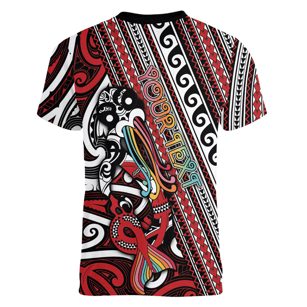Personalised Maori Language Week Women V-Neck T-Shirt Ake Ake Ake Tribal Patterns