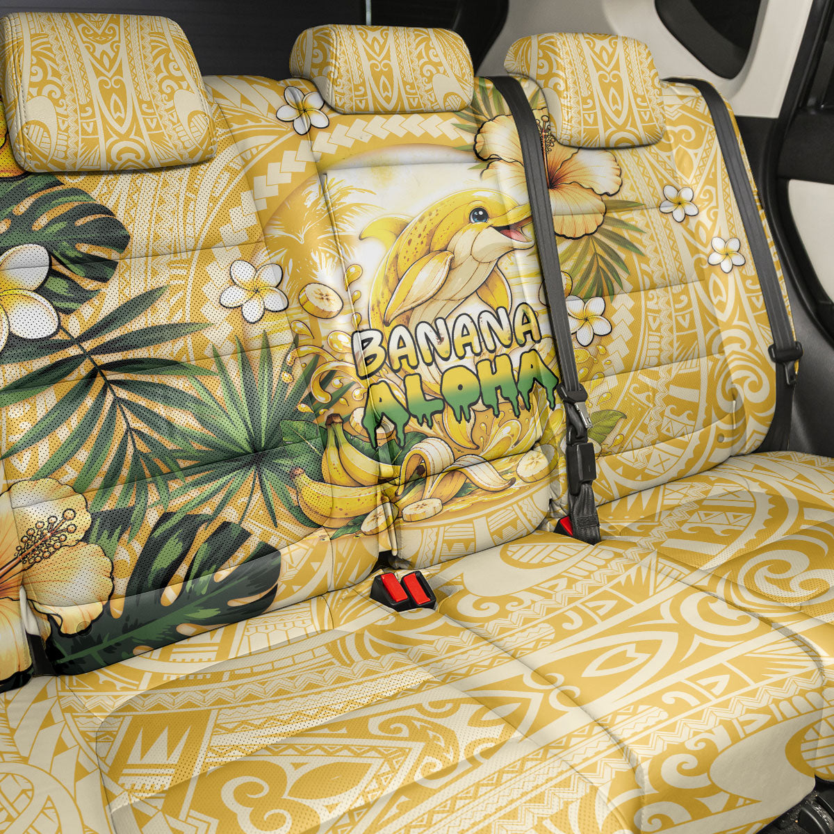 Hawaii Banana Dolphin Back Car Seat Cover Cute Cosplay Naiʻa Fish Tribal Patterns DT05 - Polynesian Pride
