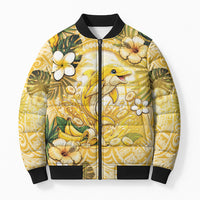 Hawaii Banana Dolphin Bomber Puffer Jacket Cute Cosplay Naiʻa Fish Tribal Patterns DT05 Unisex Yellow - Polynesian Pride