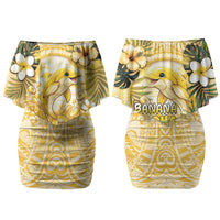 Hawaii Banana Dolphin Couples Matching Off Shoulder Short Dress and Hawaiian Shirt Cute Cosplay Naiʻa Fish Tribal Patterns DT05 - Polynesian Pride