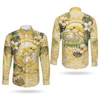 Hawaii Banana Dolphin Couples Matching Off The Shoulder Long Sleeve Dress and Long Sleeve Button Shirt Cute Cosplay Naiʻa Fish Tribal Patterns DT05 - Polynesian Pride