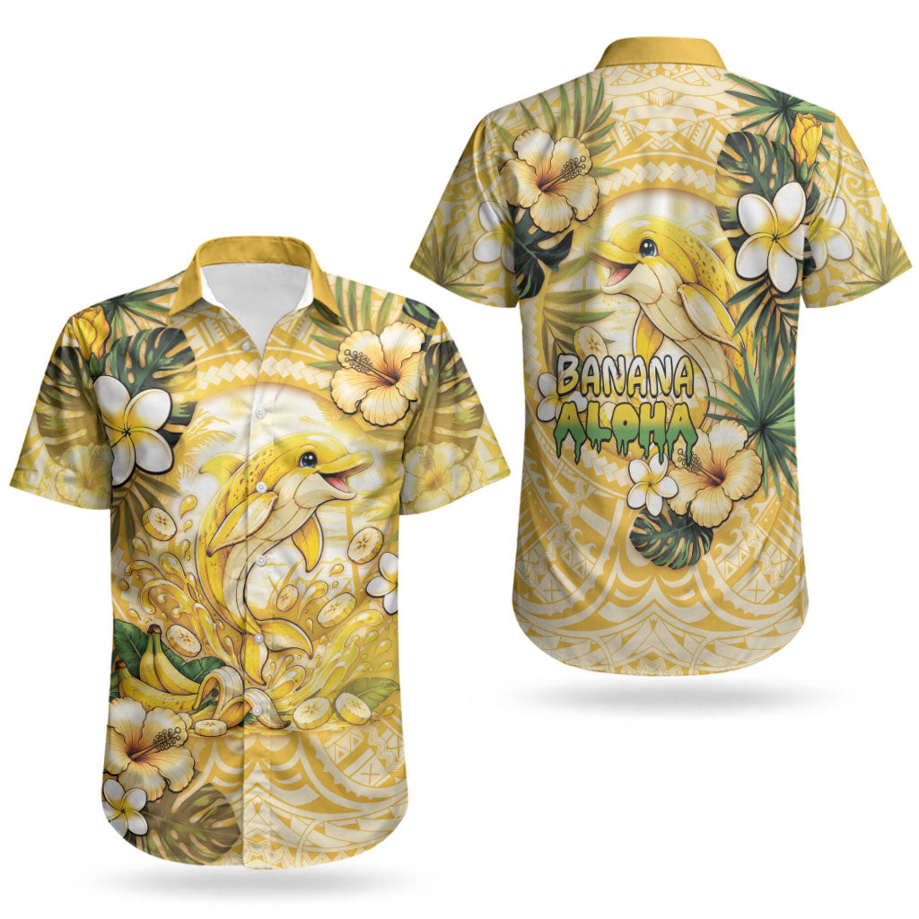 Hawaii Banana Dolphin Couples Matching Summer Maxi Dress and Hawaiian Shirt Cute Cosplay Naiʻa Fish Tribal Patterns DT05 - Polynesian Pride