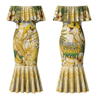 Hawaii Banana Dolphin Family Matching Mermaid Dress and Hawaiian Shirt Cute Cosplay Naiʻa Fish Tribal Patterns DT05 Mom's Dress Yellow - Polynesian Pride
