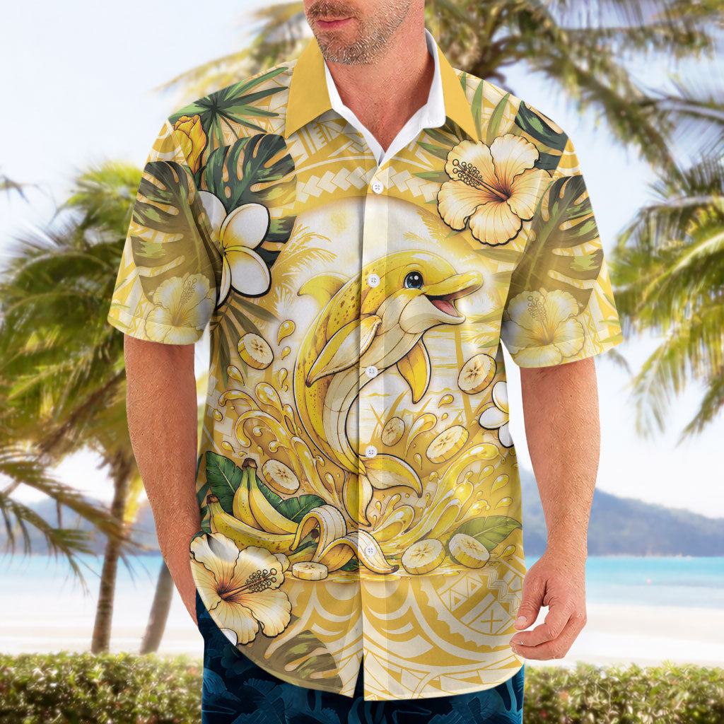 Hawaii Banana Dolphin Hawaiian Shirt Cute Cosplay Naiʻa Fish Tribal Patterns DT05 - Polynesian Pride