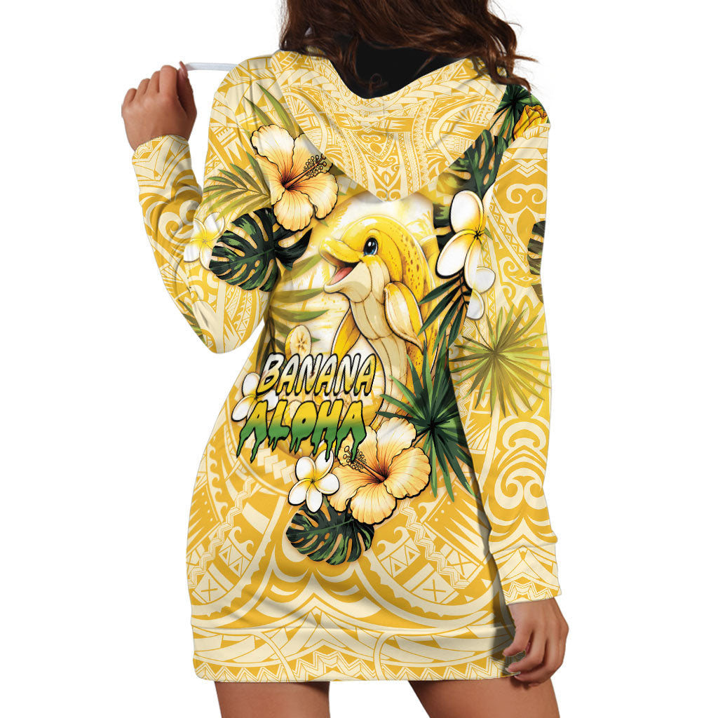 Hawaii Banana Dolphin Hoodie Dress Cute Cosplay Naiʻa Fish Tribal Patterns DT05 - Polynesian Pride