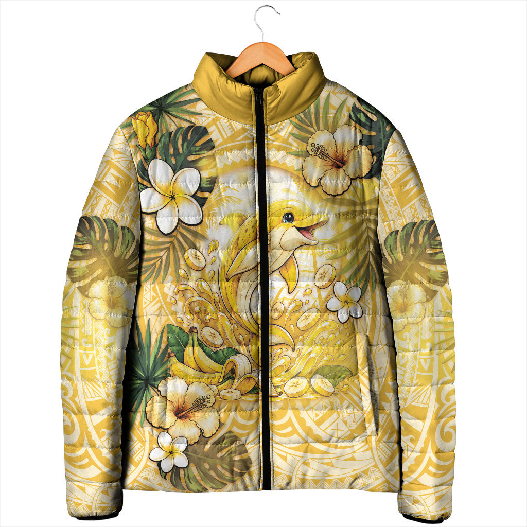 Hawaii Banana Dolphin Padded Jacket Cute Cosplay Naiʻa Fish Tribal Patterns DT05 - Polynesian Pride