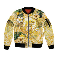 Hawaii Banana Dolphin Sleeve Zip Bomber Jacket Cute Cosplay Naiʻa Fish Tribal Patterns DT05 Unisex Yellow - Polynesian Pride