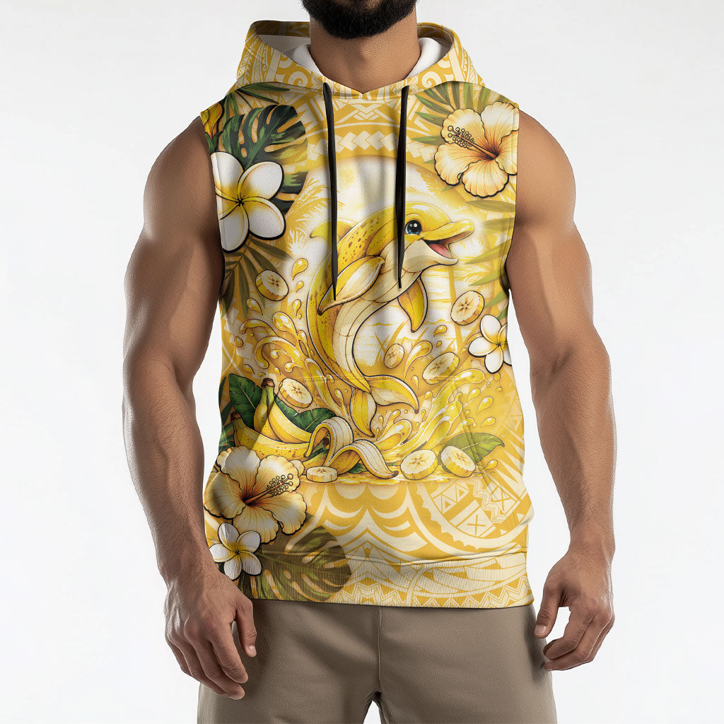 Hawaii Banana Dolphin Sleeveless Hoodie Cute Cosplay Naiʻa Fish Tribal Patterns DT05 - Polynesian Pride