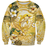 Hawaii Banana Dolphin Sweatshirt Cute Cosplay Naiʻa Fish Tribal Patterns DT05 Unisex Yellow - Polynesian Pride