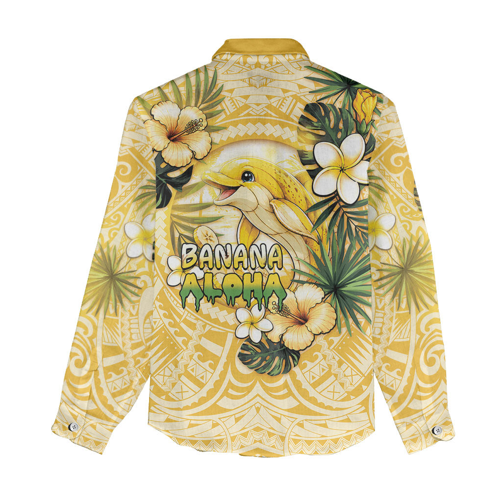 Hawaii Banana Dolphin Women Casual Shirt Cute Cosplay Naiʻa Fish Tribal Patterns DT05 - Polynesian Pride