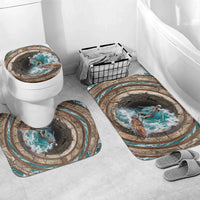 3D Illusion Surfing Skeleton Halloween Bathroom Set Surfboard Bones Ocean Wave Stone Well DT05 Mat Set Only (3 pcs) One Size Gray - Polynesian Pride