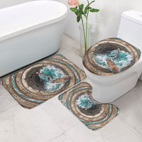 3D Illusion Surfing Skeleton Halloween Bathroom Set Surfboard Bones Ocean Wave Stone Well DT05 - Polynesian Pride