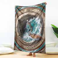 3D Illusion Surfing Skeleton Halloween Blanket Surfboard Bones Ocean Wave Stone Well DT05 - Polynesian Pride