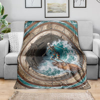 3D Illusion Surfing Skeleton Halloween Blanket Surfboard Bones Ocean Wave Stone Well DT05 - Polynesian Pride
