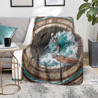 3D Illusion Surfing Skeleton Halloween Blanket Surfboard Bones Ocean Wave Stone Well DT05 - Polynesian Pride