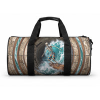 3D Illusion Surfing Skeleton Halloween Duffle Bag Surfboard Bones Ocean Wave Stone Well DT05 One size Gray - Polynesian Pride