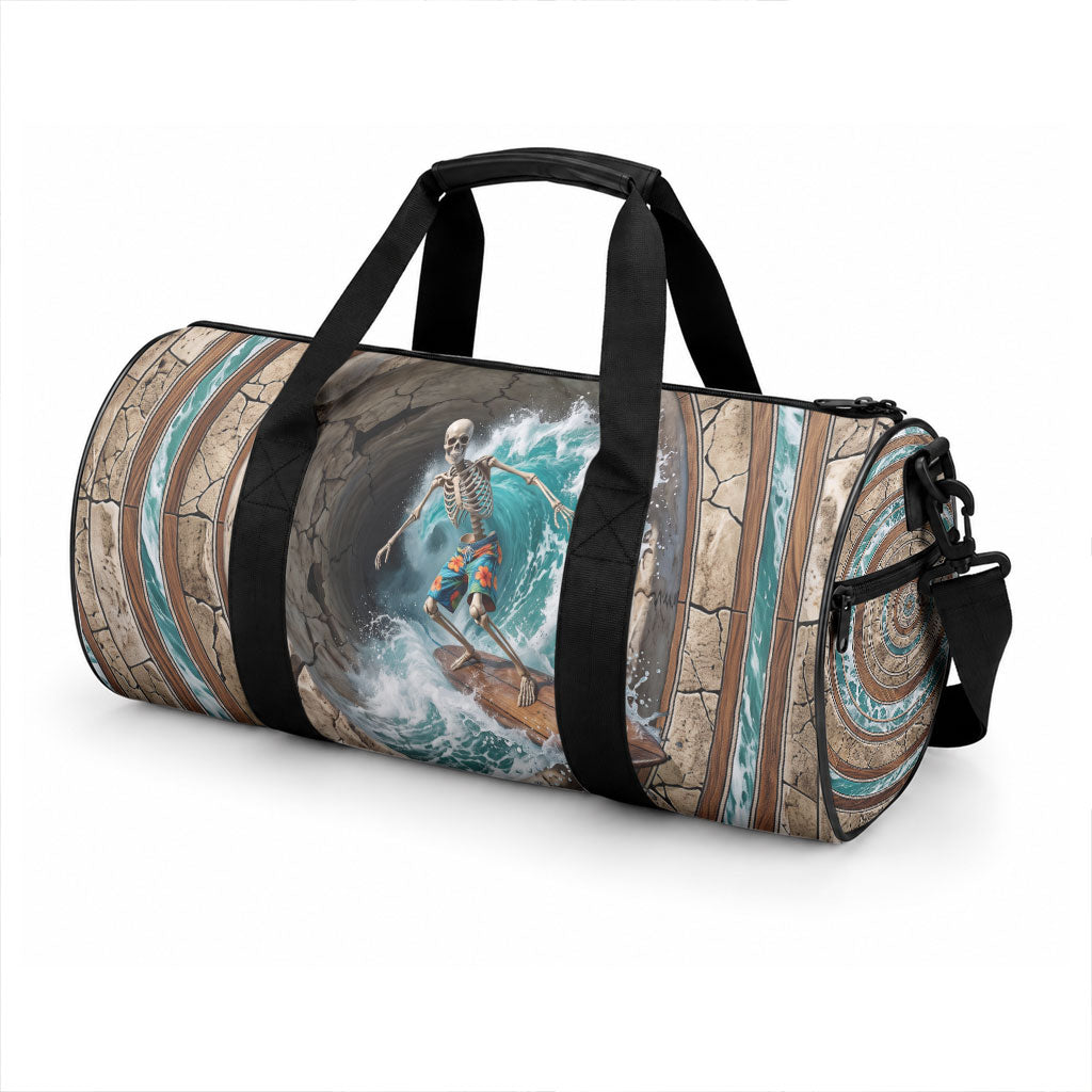 3D Illusion Surfing Skeleton Halloween Duffle Bag Surfboard Bones Ocean Wave Stone Well DT05 - Polynesian Pride