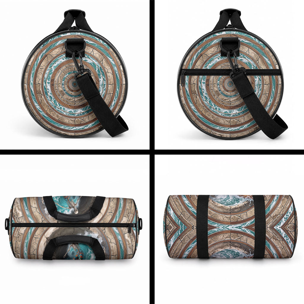 3D Illusion Surfing Skeleton Halloween Duffle Bag Surfboard Bones Ocean Wave Stone Well DT05 - Polynesian Pride