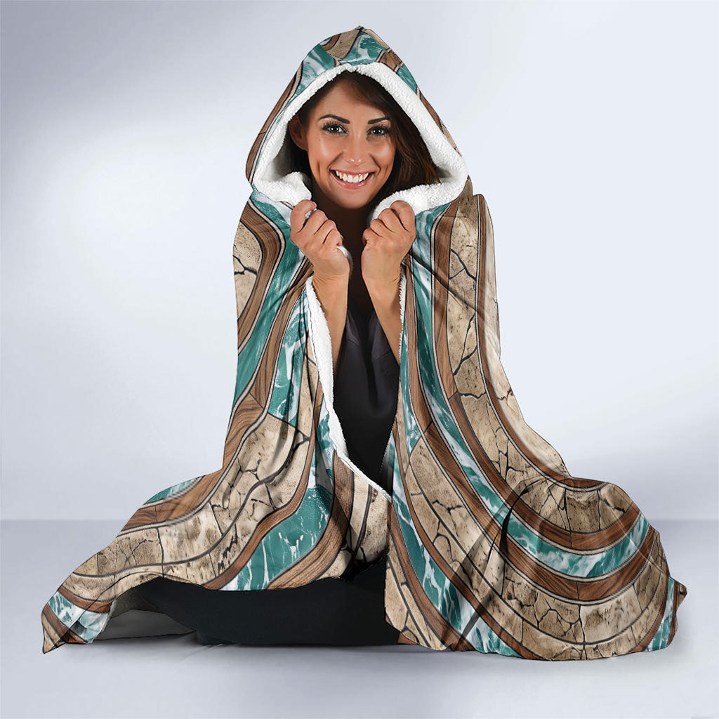 3D Illusion Surfing Skeleton Halloween Hooded Blanket Surfboard Bones Ocean Wave Stone Well DT05 - Polynesian Pride