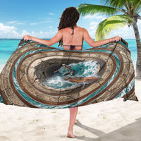 3D Illusion Surfing Skeleton Halloween Sarong Surfboard Bones Ocean Wave Stone Well