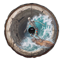 3D Illusion Surfing Skeleton Halloween Spare Tire Cover Surfboard Bones Ocean Wave Stone Well DT05 - Polynesian Pride