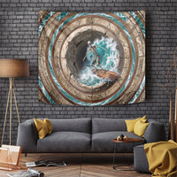 3D Illusion Surfing Skeleton Halloween Tapestry Surfboard Bones Ocean Wave Stone Well DT05 Gray - Polynesian Pride
