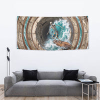 3D Illusion Surfing Skeleton Halloween Tapestry Surfboard Bones Ocean Wave Stone Well DT05 - Polynesian Pride