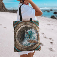 3D Illusion Surfing Skeleton Halloween Tote Bag Surfboard Bones Ocean Wave Stone Well DT05 - Polynesian Pride