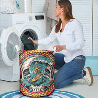 3D Illusion Surfing Skull Aloha Halloween Laundry Basket Tropical Guitarist Bones Wave DT05 - Polynesian Pride