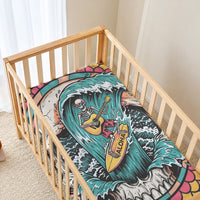 3D Illusion Surfing Skull Aloha Halloween Baby Bed Cover Tropical Guitarist Bones Wave DT05 - Polynesian Pride