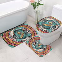 3D Illusion Surfing Skull Aloha Halloween Bathroom Set Tropical Guitarist Bones Wave DT05 - Polynesian Pride