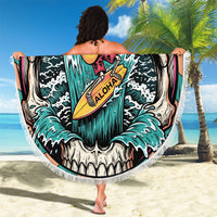3D Illusion Surfing Skull Aloha Halloween Beach Blanket Tropical Guitarist Bones Wave DT05 - Polynesian Pride