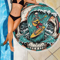 3D Illusion Surfing Skull Aloha Halloween Beach Blanket Tropical Guitarist Bones Wave DT05 - Polynesian Pride