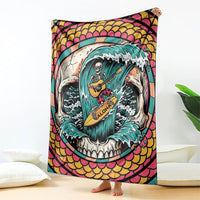 3D Illusion Surfing Skull Aloha Halloween Blanket Tropical Guitarist Bones Wave DT05 - Polynesian Pride
