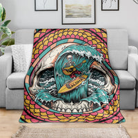 3D Illusion Surfing Skull Aloha Halloween Blanket Tropical Guitarist Bones Wave DT05 - Polynesian Pride