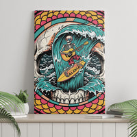 3D Illusion Surfing Skull Aloha Halloween Canvas Wall Art Tropical Guitarist Bones Wave DT05 - Polynesian Pride