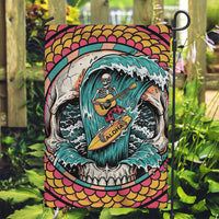 3D Illusion Surfing Skull Aloha Halloween Garden Flag Tropical Guitarist Bones Wave DT05 Garden Flag Blue - Polynesian Pride