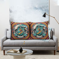 3D Illusion Surfing Skull Aloha Halloween Pillow Cover Tropical Guitarist Bones Wave DT05 - Polynesian Pride