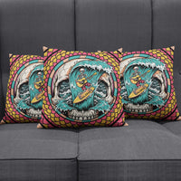 3D Illusion Surfing Skull Aloha Halloween Pillow Cover Tropical Guitarist Bones Wave DT05 - Polynesian Pride