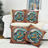 3D Illusion Surfing Skull Aloha Halloween Pillow Cover Tropical Guitarist Bones Wave DT05 - Polynesian Pride