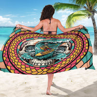3D Illusion Surfing Skull Aloha Halloween Sarong Tropical Guitarist Bones Wave DT05 - Polynesian Pride