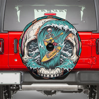 3D Illusion Surfing Skull Aloha Halloween Spare Tire Cover Tropical Guitarist Bones Wave DT05 - Polynesian Pride