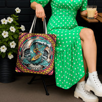 3D Illusion Surfing Skull Aloha Halloween Tote Bag Tropical Guitarist Bones Wave DT05 - Polynesian Pride