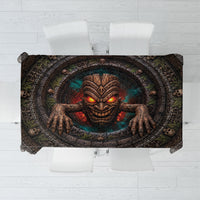 3D Illusion Haunted Tiki Totem Halloween Tablecloth Polynesian Wood Spirit Fiery DT05 Brown - Polynesian Pride