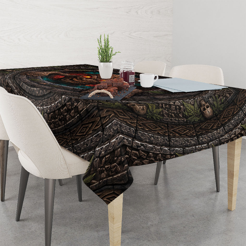 3D Illusion Haunted Tiki Totem Halloween Tablecloth Polynesian Wood Spirit Fiery DT05 - Polynesian Pride
