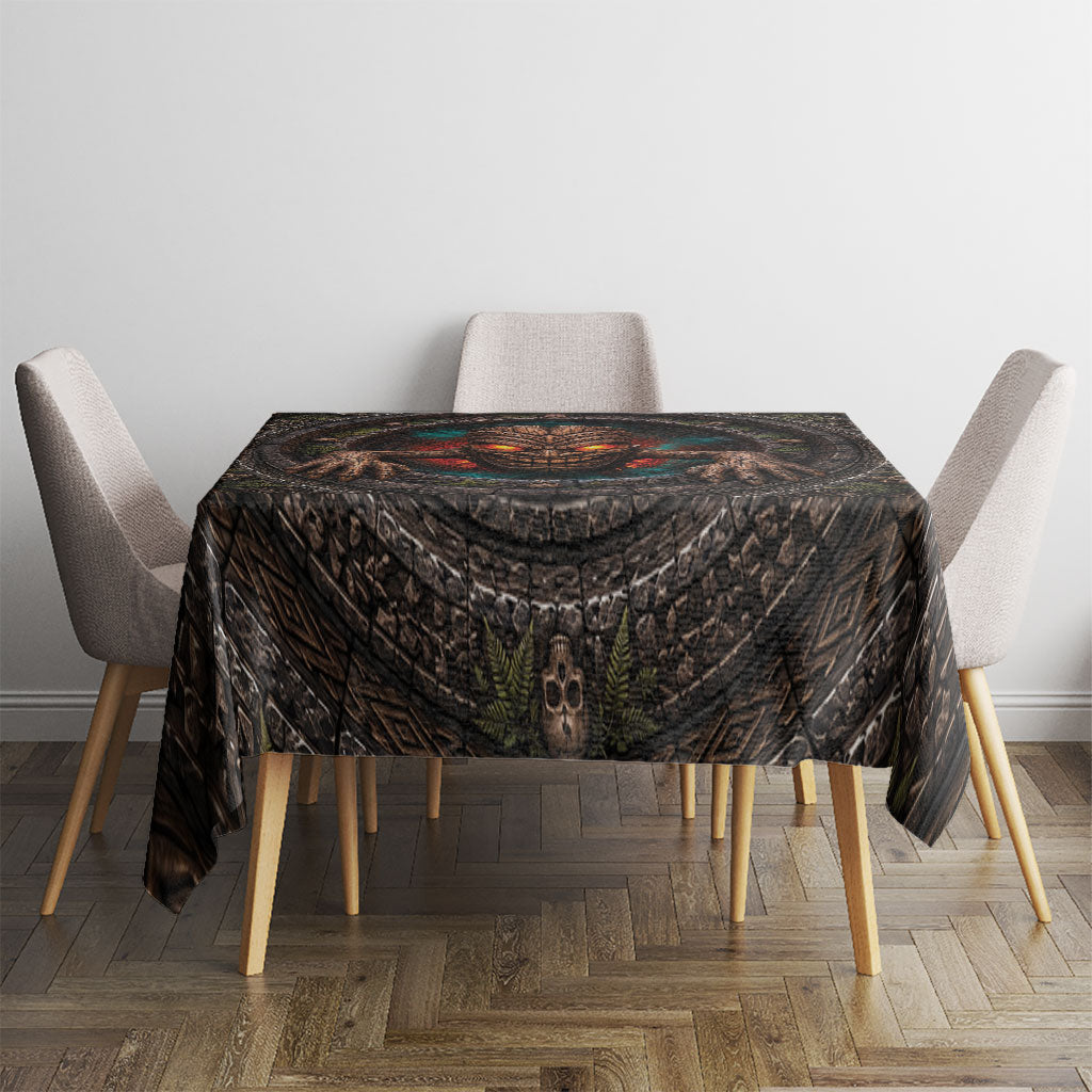 3D Illusion Haunted Tiki Totem Halloween Tablecloth Polynesian Wood Spirit Fiery DT05 - Polynesian Pride