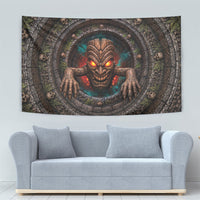 3D Illusion Haunted Tiki Totem Halloween Tapestry Polynesian Wood Spirit Fiery DT05 - Polynesian Pride